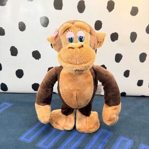 Gemmy Plush Monkey Toy Brown Pink Flower Animated Musical